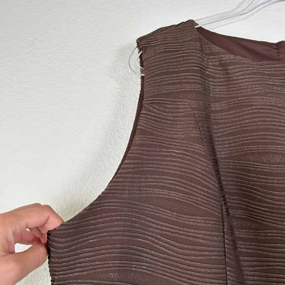 IC by Connie K plus size 3X sheath midi dress brown metallic textured sleeveless - Picture 4 of 12